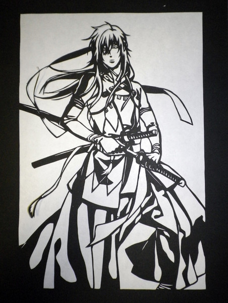 切り絵 21斎藤さん 白黒 薄桜鬼 Nau さんのイラスト ニコニコ静画 イラスト