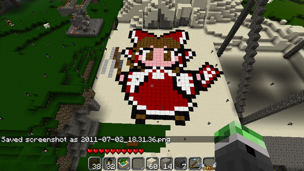 Minecraft ドット絵霊夢 初ドット絵 あかしょ Co さんのイラスト ニコニコ静画 イラスト