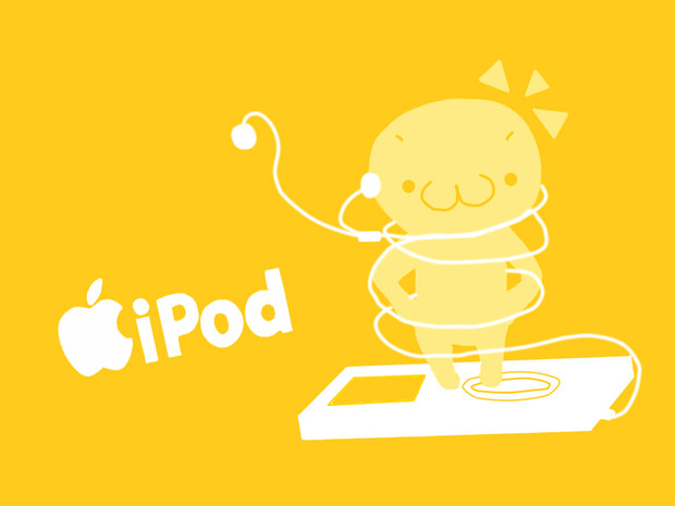 (｀・ω・´)なipod壁紙風を描いてみた。