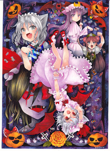 水彩 色鉛筆 紅魔館の人々でハロウィン うずピ さんのイラスト ニコニコ静画 イラスト