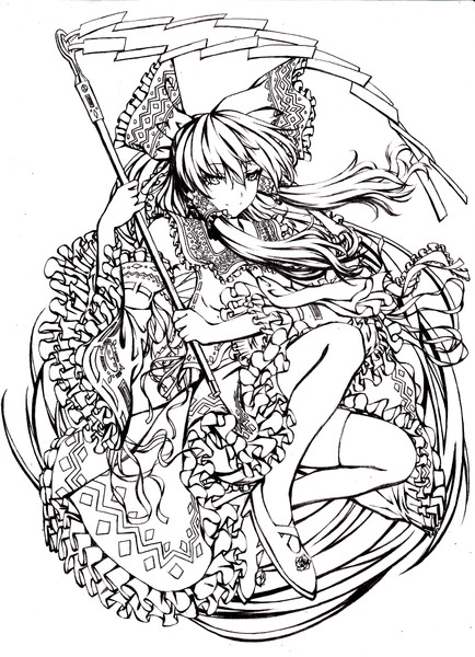 青霊夢の線画 シャーペン Blew Andwhite さんのイラスト ニコニコ静画 イラスト