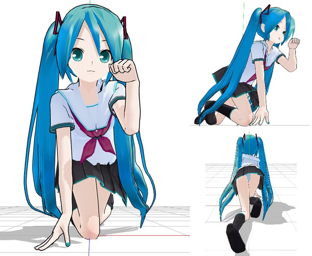 Lat式ミクによるポーズ練習 まこりん さんのイラスト ニコニコ静画 イラスト