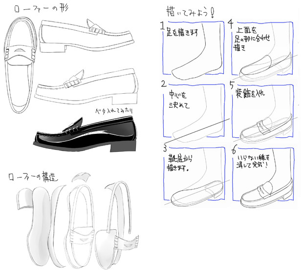 資料:ローファー（描く方向け）