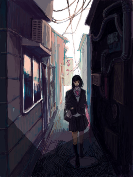 路地裏の女子高生 ニコニコ静画 イラスト