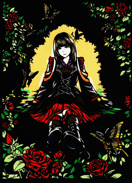 薔薇と少女 切り絵った まり藻ね ぜ さんのイラスト ニコニコ静画 イラスト