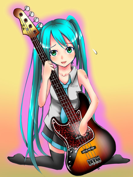 誰かこのミクにベースを教えて上げてください ふぁんきぃじいさん さんのイラスト ニコニコ静画 イラスト