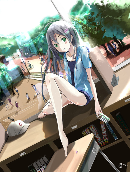 もしも高校野球の女子マネージャーがスク水を着て図書室でサボっていたら どらc さんのイラスト ニコニコ静画 イラスト