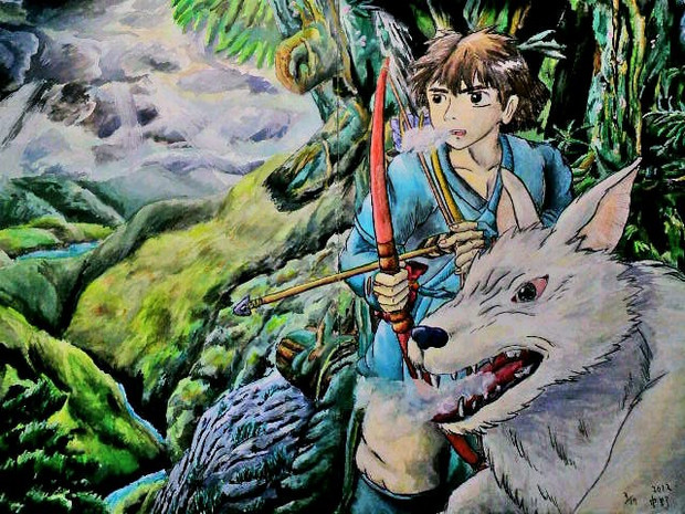アシタカ 山犬 オリジナル水彩画 なかひろ さんのイラスト ニコニコ静画 イラスト
