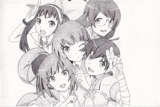 化物語の ヒロインたち 描いてみた Aki さんのイラスト ニコニコ静画 イラスト