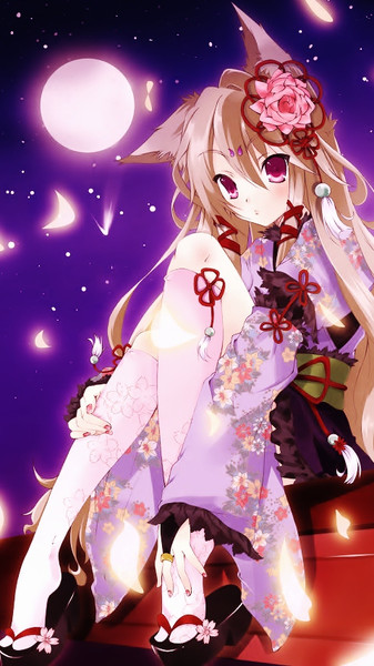 桜と狐と御月様 ニコニコ静画 イラスト