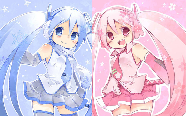 雪ミクと桜ミク おーすず さんのイラスト ニコニコ静画 イラスト