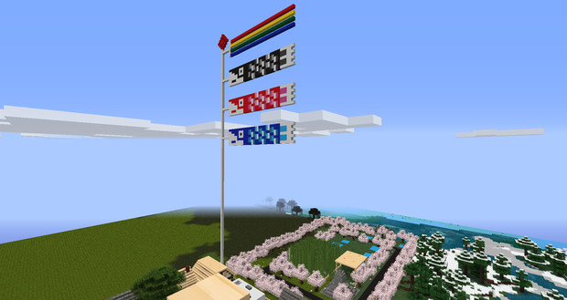 Minecraft Minecraftで鯉のぼりを作ってみた With竹mod こどもの日 ハルヒコ さんのイラスト ニコニコ静画 イラスト