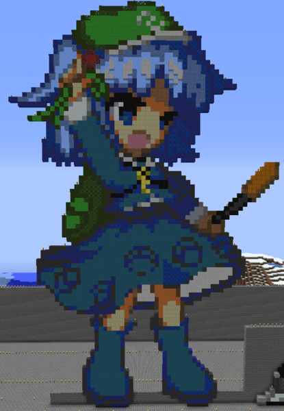 Minecraftで河城にとりのドット絵作ってみた Rofellos13 さんのイラスト ニコニコ静画 イラスト
