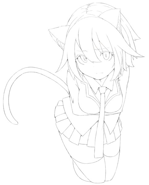 猫っ娘 線画 / つのつき さんのイラスト - ニコニコ静画 (イラスト)