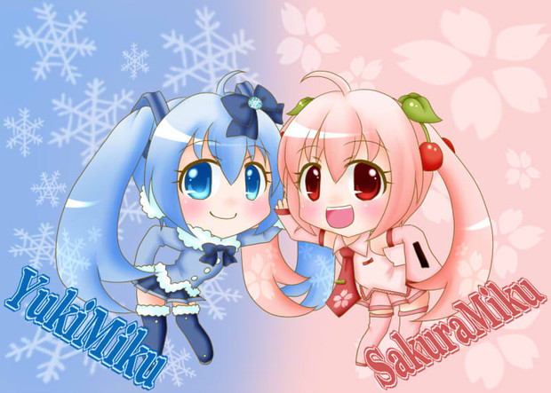 雪ﾐｸ 桜ﾐｸ 西園寺蒼空 朝比奈魅瑠々 さんのイラスト ニコニコ静画 イラスト