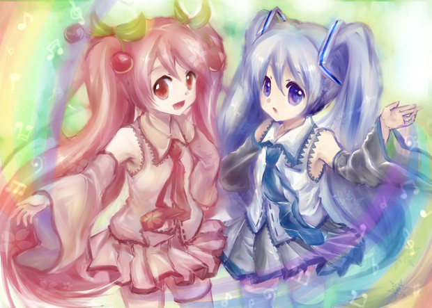 雪ミク 桜ミク かえる さんのイラスト ニコニコ静画 イラスト