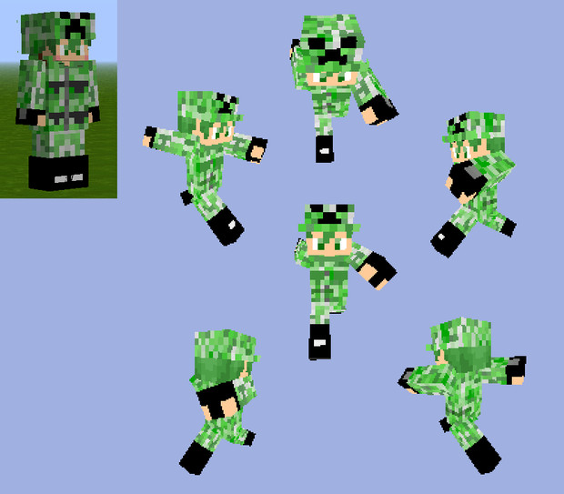 Minecraft スキン 軍服 作業服 戦闘服アーマー クリーパー迷彩 野良牛 バファムート さんのイラスト ニコニコ静画 イラスト