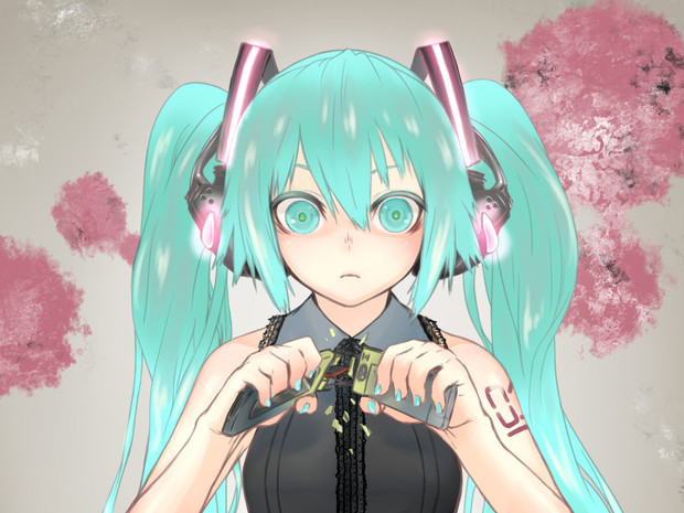 無表情で携帯を逆パカする初音ミク