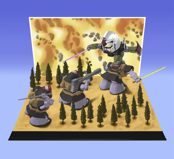 ガンダム情景イラスト 02 迫撃 トリプル ドム タナカヒデトモ さんのイラスト ニコニコ静画 イラスト