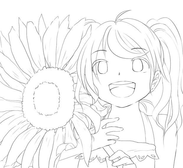 ひまわりと女の子 わんこ W さんのイラスト ニコニコ静画 イラスト