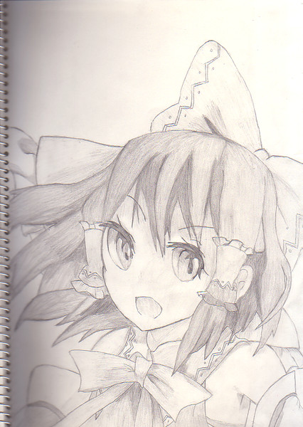 模写 霊夢さんをシャーペンで描いてみました ベロニカ団長 さんのイラスト ニコニコ静画 イラスト