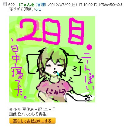 にゃんるの夏休み絵日記 ２日目 さぶちょん さんのイラスト ニコニコ静画 イラスト