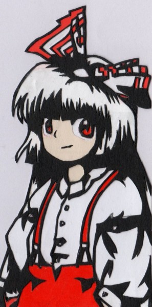 藤原妹紅の切り絵ポスター 炎で攻撃をする藤原妹紅 (ふじわらのもこう) / 東方ダンマク
