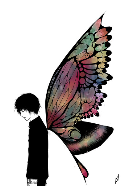 最高のイラスト 蝶の羽 美しい花の画像