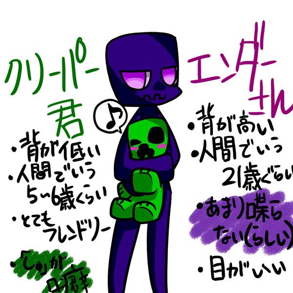 エンダーさんとクリーパー君の詳細 きしめん さんのイラスト ニコニコ静画 イラスト