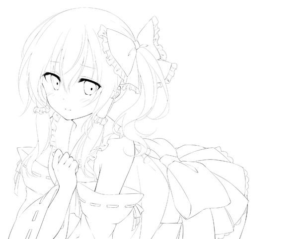 霊夢の線画 遠坂あさぎ さんのイラスト ニコニコ静画 イラスト