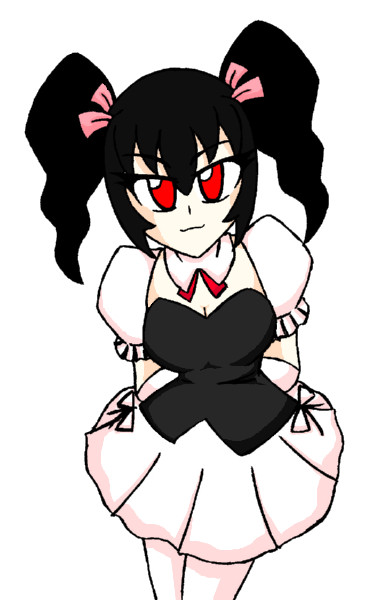 りんちゃんを赤眼色白黒髪にしてみた ジェット炎 さんのイラスト