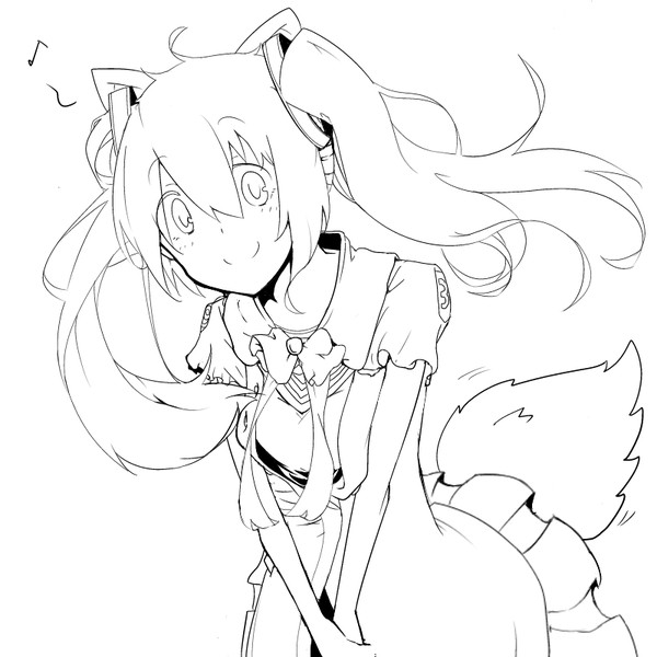 犬耳メイド ミクさん 線画 昧堵みど さんのイラスト ニコニコ静画 イラスト