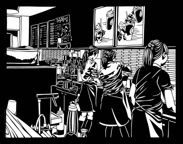 切り絵 Coffee Break 碧輝うろこ さんのイラスト ニコニコ静画 イラスト