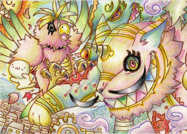 色鉛筆で猫魔人さん 化け猫 うに さんのイラスト ニコニコ静画 イラスト