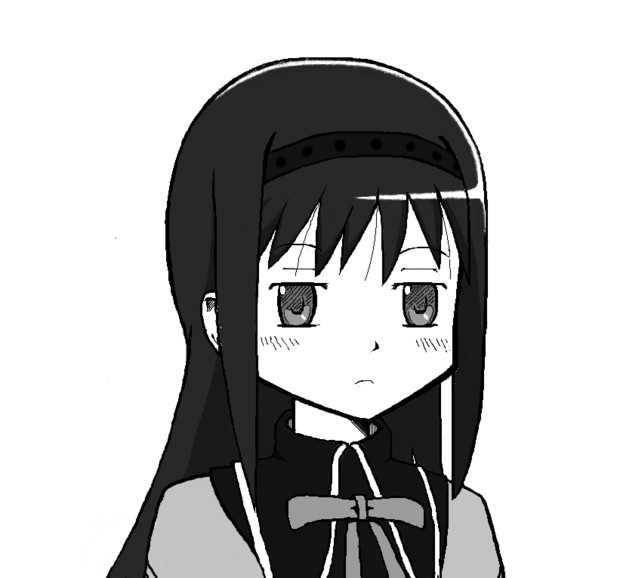 マウスパッドとペイントでほむほむ描いてみた モノクロ ランダムランダス さんのイラスト ニコニコ静画 イラスト