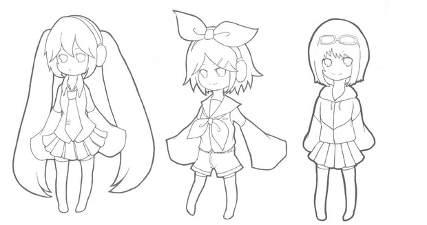ミク リン Gumi 線画 塗ってもいいのよ ぱれと さんのイラスト ニコニコ静画 イラスト
