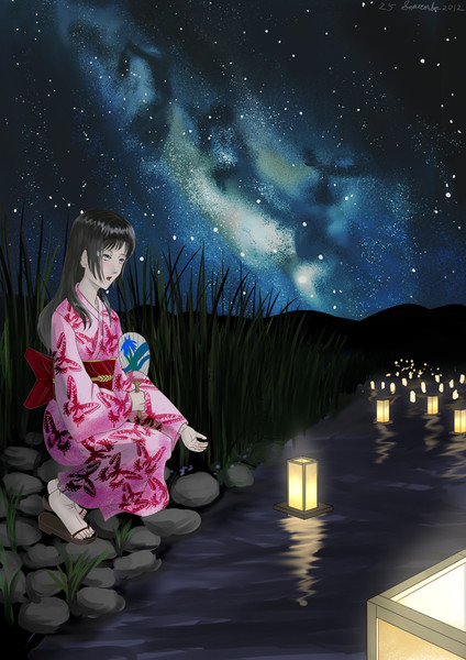 灯篭流し ことほぎ さんのイラスト ニコニコ静画 イラスト