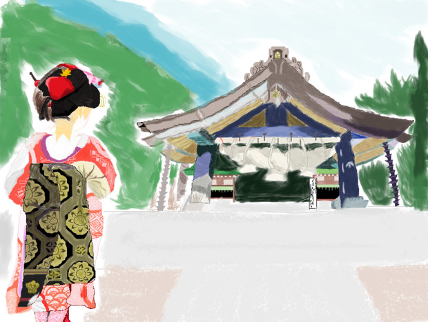 マウス ペイントで描く舞妓はんと出雲大社 勝俣ジュニア さんのイラスト ニコニコ静画 イラスト