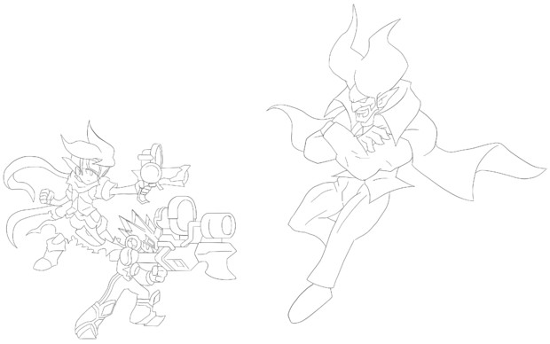 ぬりえ ロックマン＆太陽少年 VS 伯爵 / Eiten さんのイラスト - ニコニコ静画 (イラスト)