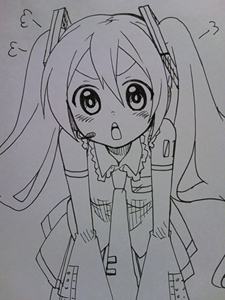 一発描きの初音さん５