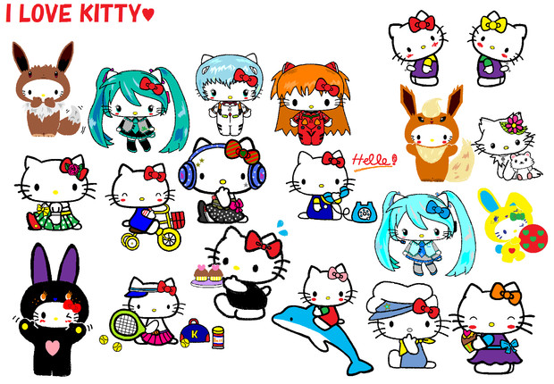 I Love Kitty なんとなく集合させてみた 壁紙 せりる さんのイラスト ニコニコ静画 イラスト