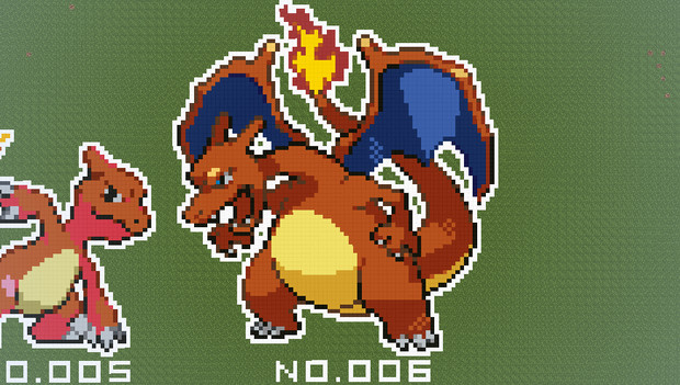 マイクラ ポケモン図鑑no 006 ドット絵 のむちょん さんのイラスト ニコニコ静画 イラスト