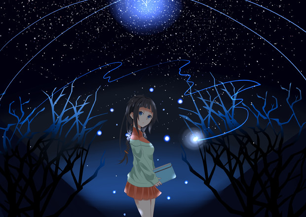 画像 女の子 幻想 的 星空 夜空 イラスト 美しい芸術