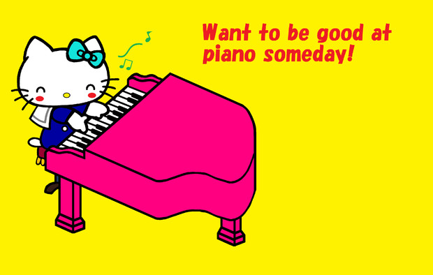 キティとピアノ にっこりおめめ 壁紙 せりる さんのイラスト ニコニコ静画 イラスト