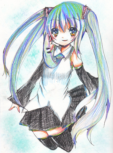 １２色色鉛筆で初音ミク 霧雨 みず さんのイラスト ニコニコ静画 イラスト