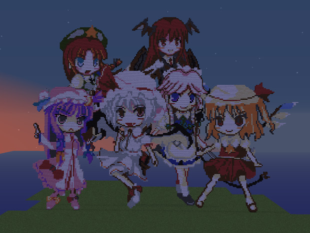 手描きイラスト 東方Project 紅魔館組