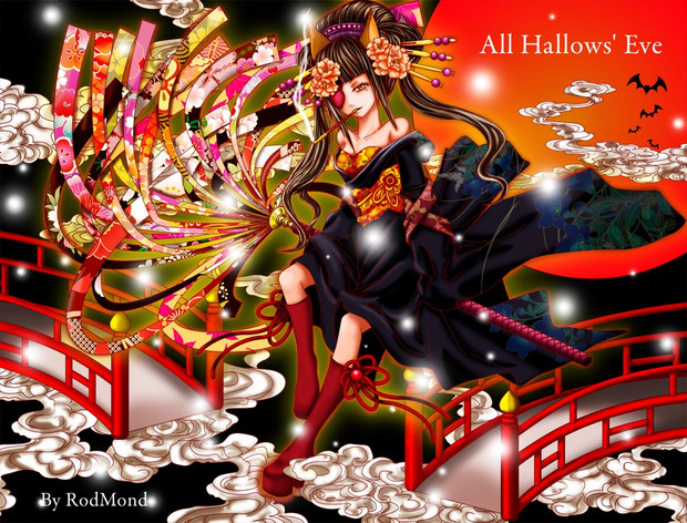 All Hallows Eve ハロウィンの別名 魔女 花魁 Rodmond さんのイラスト ニコニコ静画 イラスト