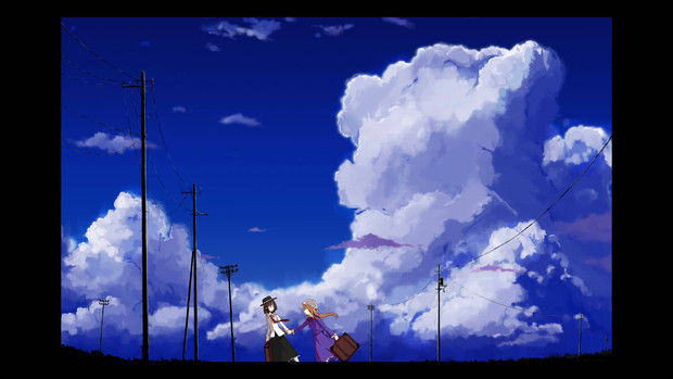 青い空の下で