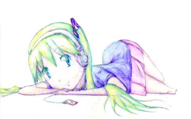 初音ミクを水彩色鉛筆で Tenty さんのイラスト ニコニコ静画 イラスト