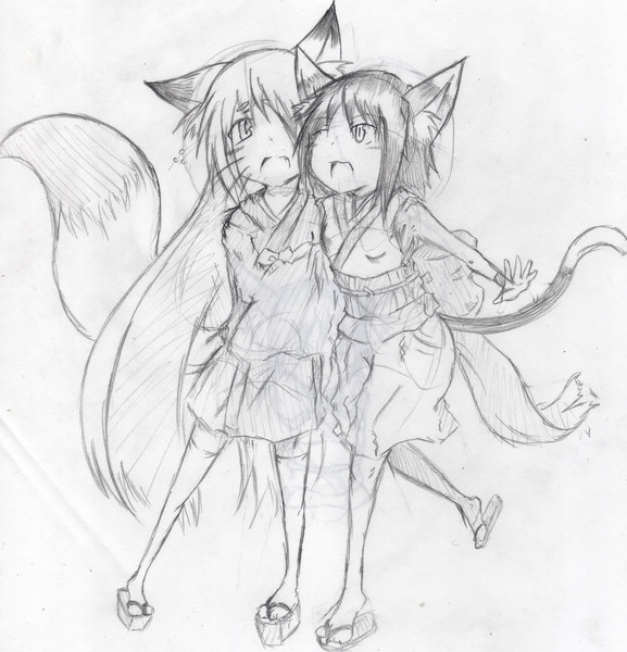 狐と猫でキツネッコ Enepis さんのイラスト ニコニコ静画 イラスト